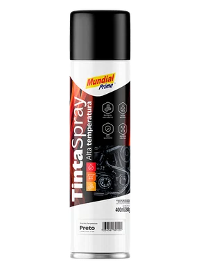 Tinta Spray Alta Temperatura Preto Fosco 400ml Mundial Prime