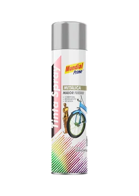 Tinta Spray Metálica Prata 400ml Mundial Prime