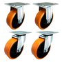 Rodízio Fixo + Giratório 6” 62 UFK 450kg PU Laranja Rod-Car
