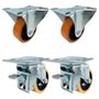 Rodízio Fixo + Giratório c/ Freio 3” 312 UFN 170kg PU Laranja Rod-Car