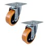 Rodízio Giratório 3” GLR 312 UFN 170kg PU Laranja Com Bucha 100555 2un Rod-Car