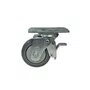 Rodizio Giratório 4" GLROA 414 BPKC 110 KG  Cinza Com Rolamento e Freio 108356 Rod-Car