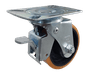 Rodizio Giratório 4" GLROA 414 UFK 250kg PU Laranja Rolamento 117343 Rod-Car